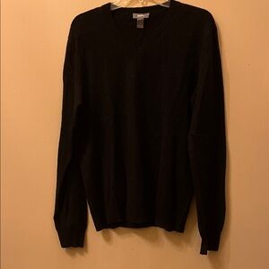 Neiman Marcus Cashmere V-Neck Charcoal Gray Sweater